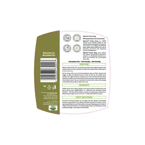 Greenworx All Purpose Cleaner Spray Refill - Concentrate (500ml) Back Label